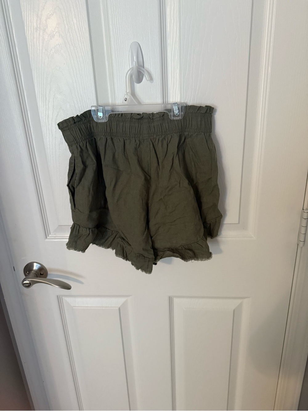 aerie Olive Green High-Waist Ruffle Shorts